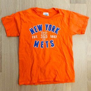 Youth Kids Soft As A Grape Official MLB New York Mets Orange tshirt, size S